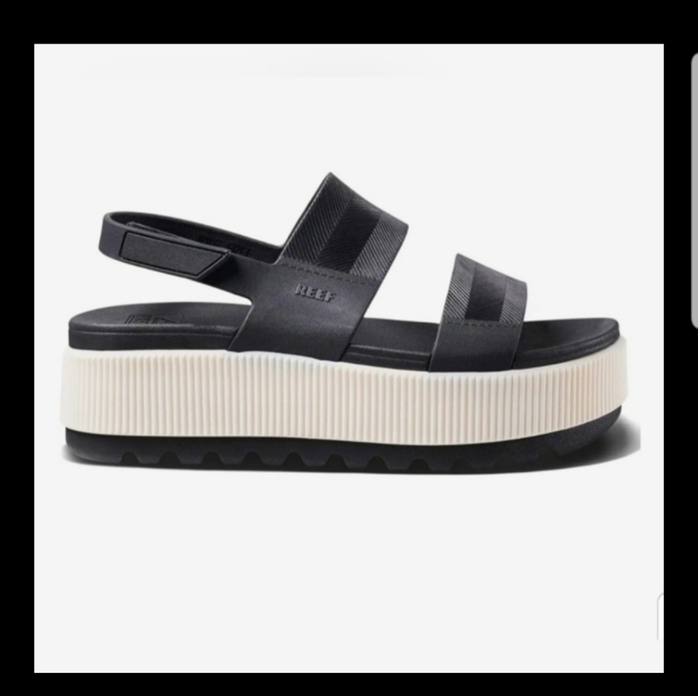 NEW! Reef Black and Vintage Platform Sandals NWT - Picture 7 of 9